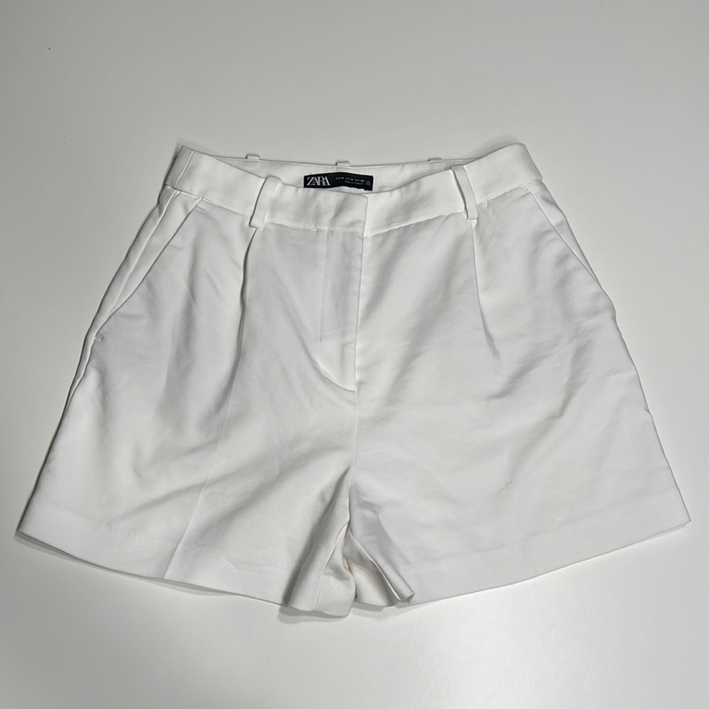 Zara- white high-waisted shorts